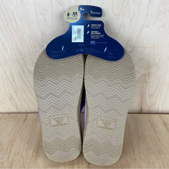 Isotoner Memory Foam Slip On Open Toe Slippers Lavender Women’s Size 9.5-10 NWT - Picture 10 of 10